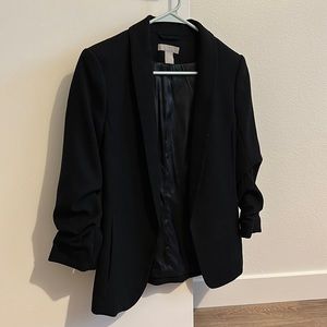 XXS Black blazer with ruched sleeves.